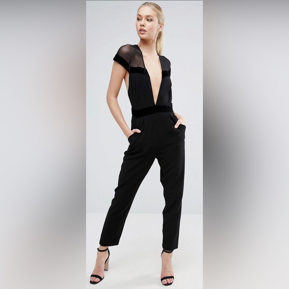 ASOS Jumpsuit with Velvet Tux Plunge Detail